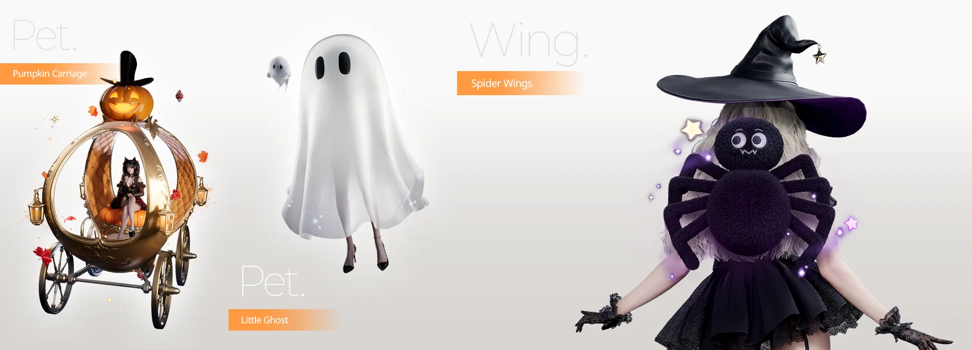 Pet Pumpkin Carriage, pet Little Ghost a Spider Wings v AION 2