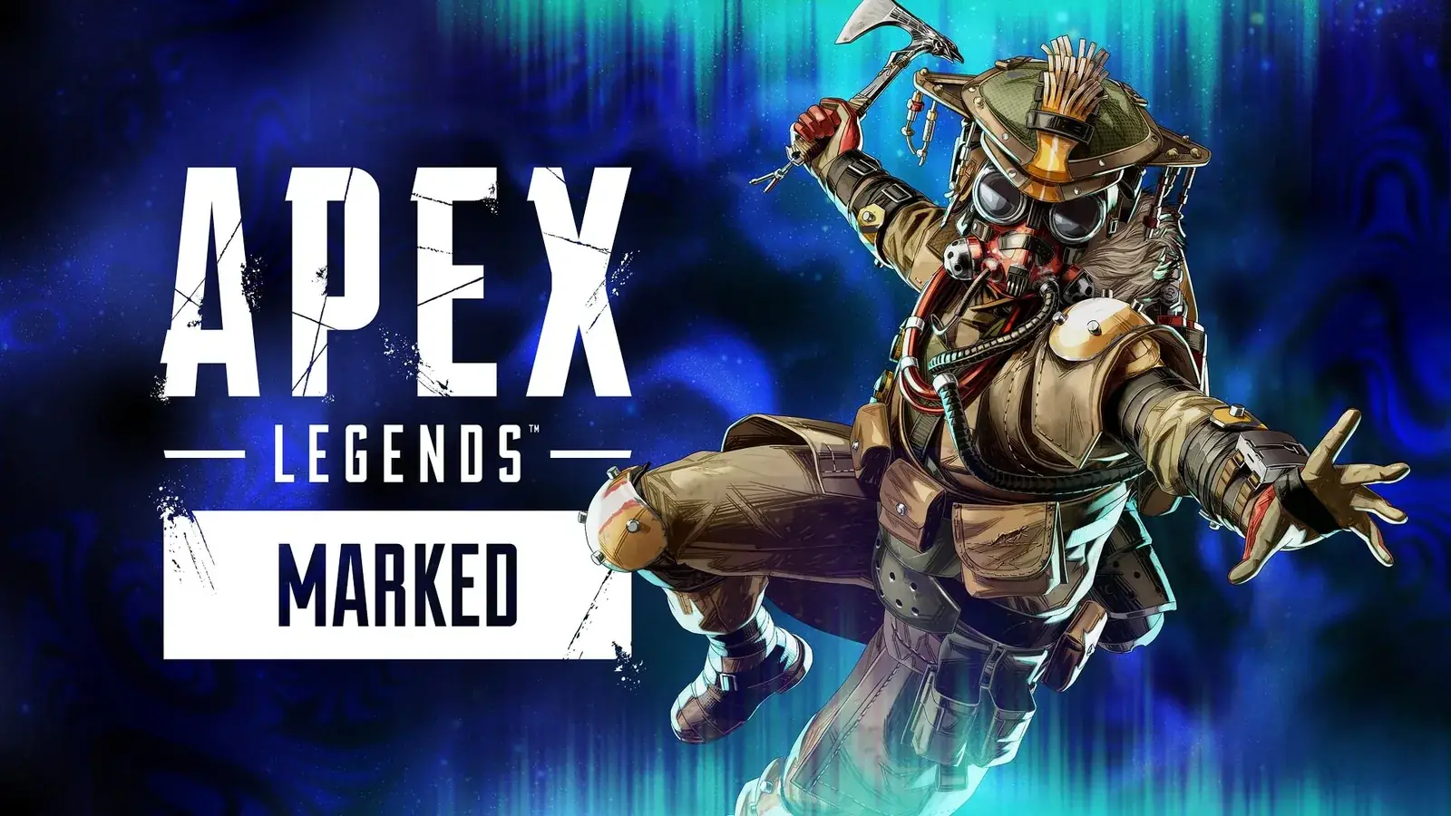 Key art sezóny Marked: Bloodhound ve skoku a nápis Apex Legends Marked
