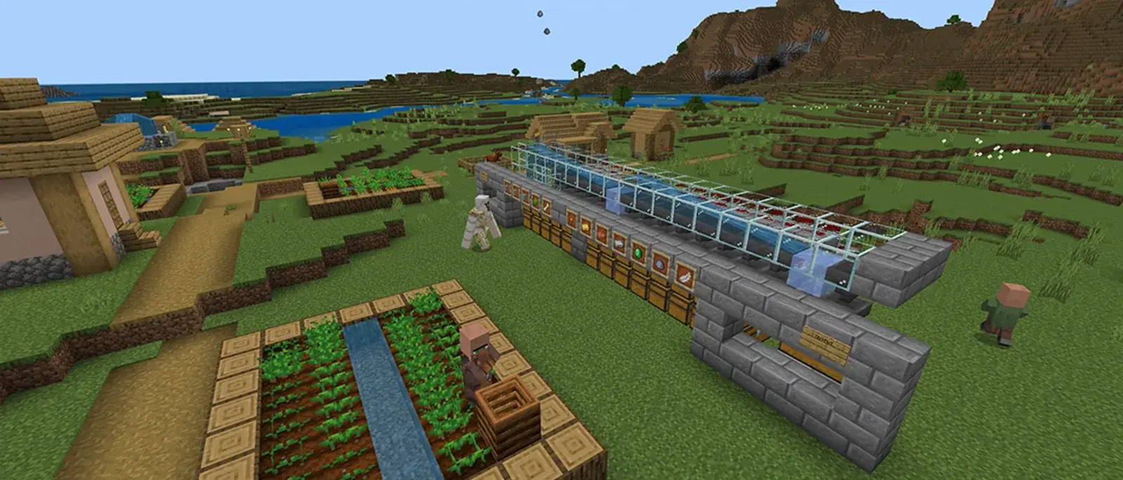 A redstone machine with rails in Minecraft
