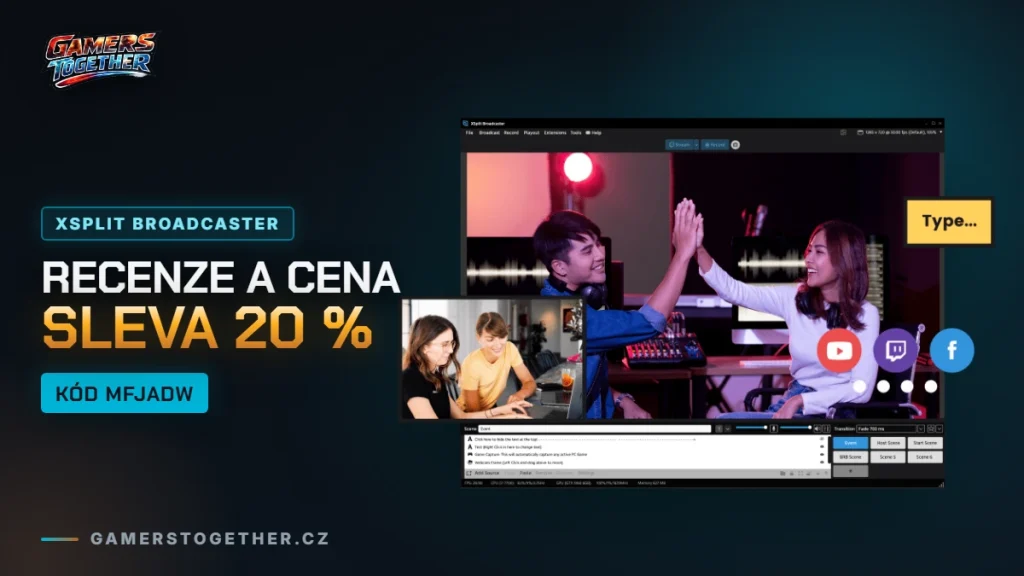 XSplit Broadcaster: recenze, cena a sleva až 20 % s kódem MFJADW